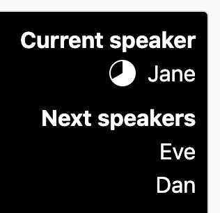 Screenshot of the speaker queue